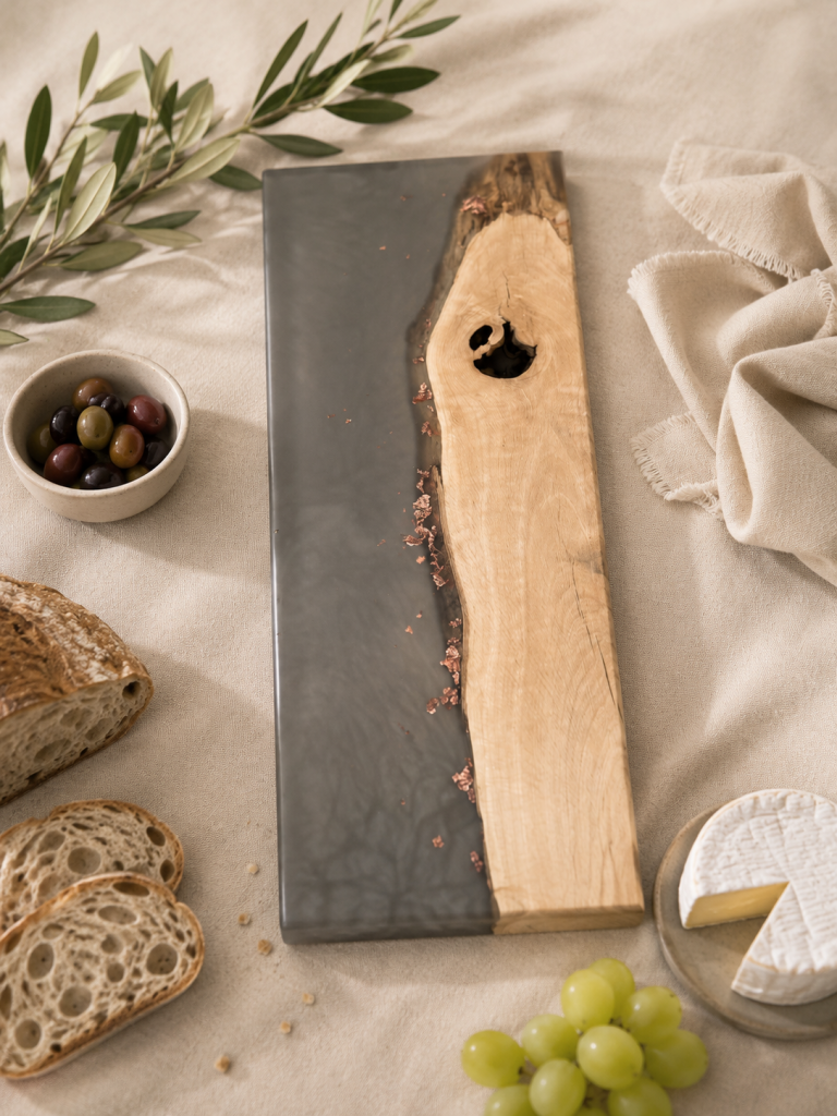 Boréa – planche apéritif bois résine époxy