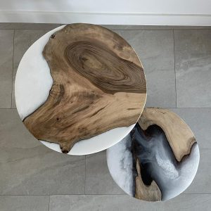 Tables gigognes Nuances Brumeuse – table basse bois résine époxy